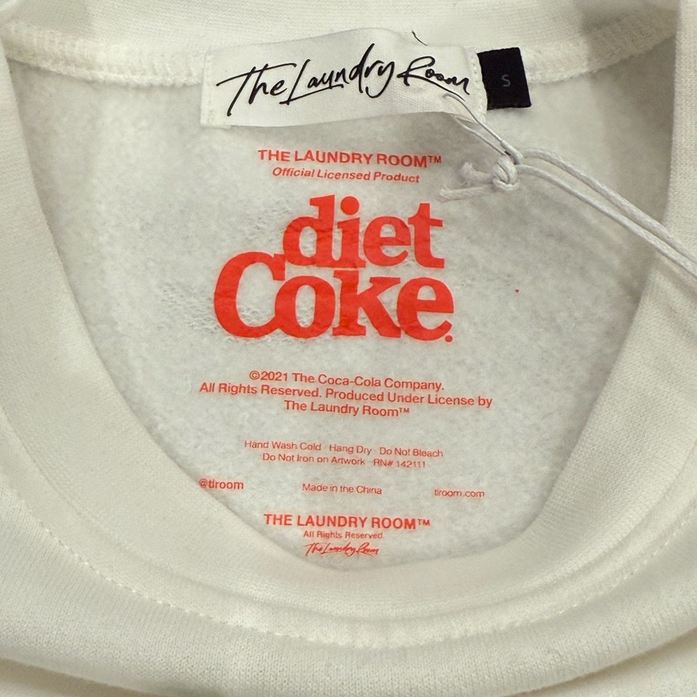 THE LAUNDRY ROOM Diet Coke Pink Bow Oversized Sweatshirt White Size Small - Picture 4 of 10